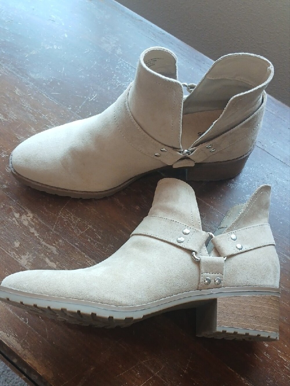Women's Suede Cutout Ankle Boot - Light Beige - Picture 1 of 4